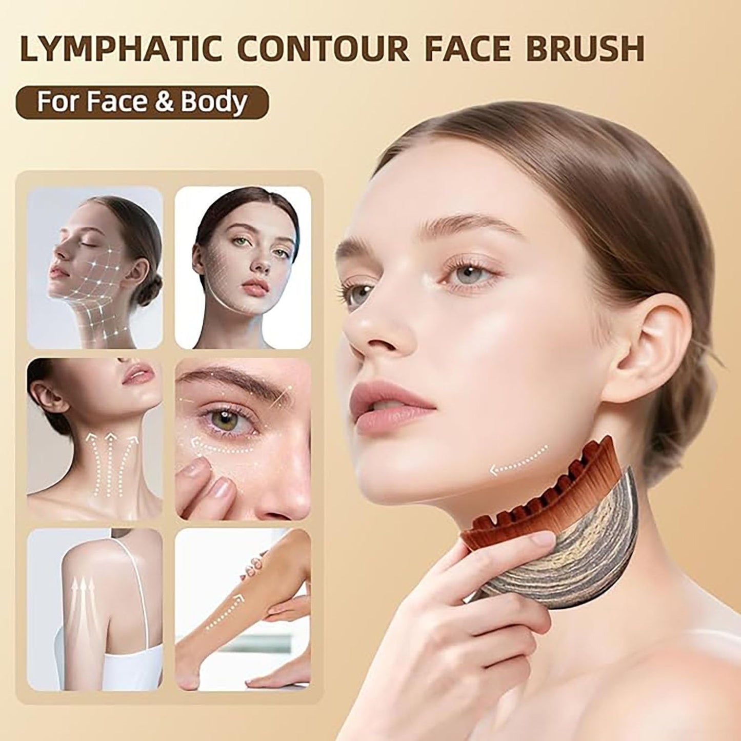 Lymphatic Contour face Brush, Contour Face Brush Lymphatic Drainage Massager for Face,Ergonomic Design Reduces Puffiness & Fatigue, Precise Facial Skin Care Tool