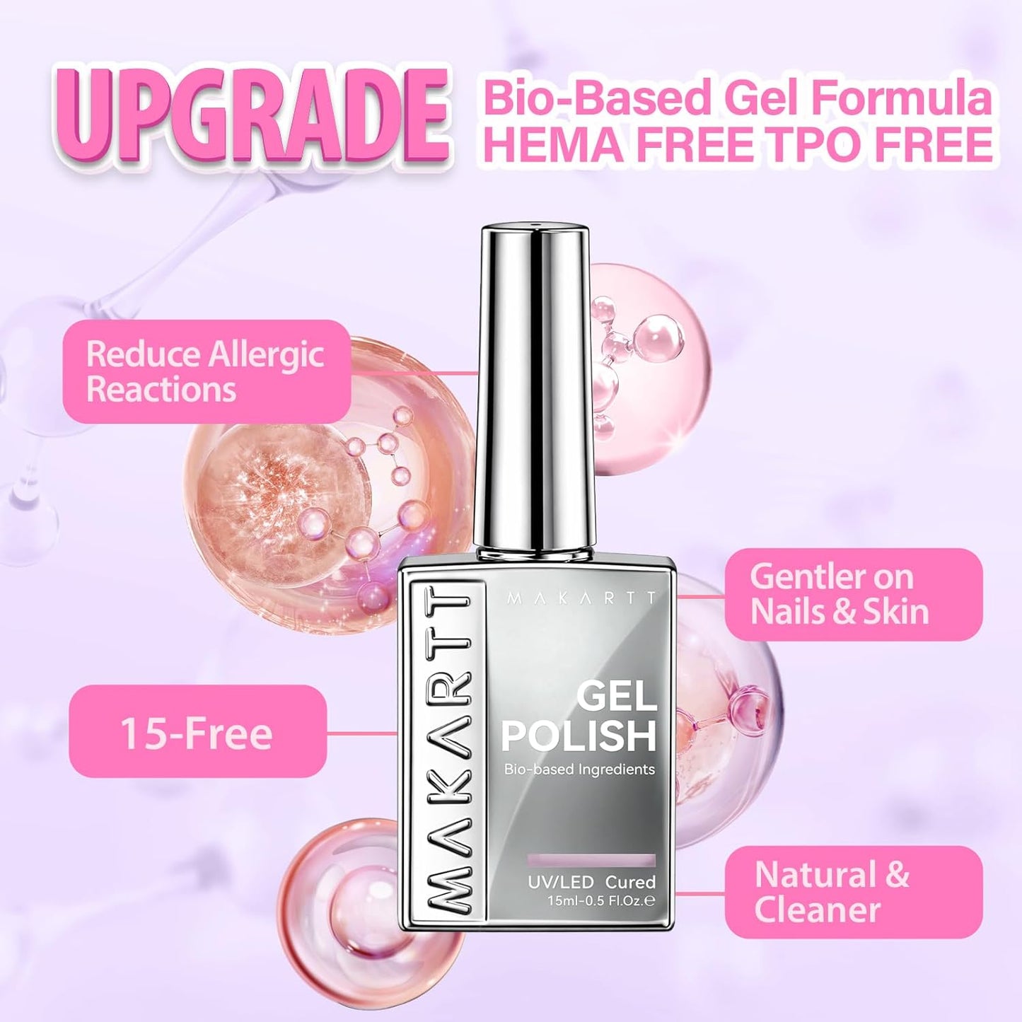 Lilac Purple Gel Nail Polish - Hema-Free 15ML High Gloss Soak Off UV Nail Art | Perfect for DIY Home Manicure