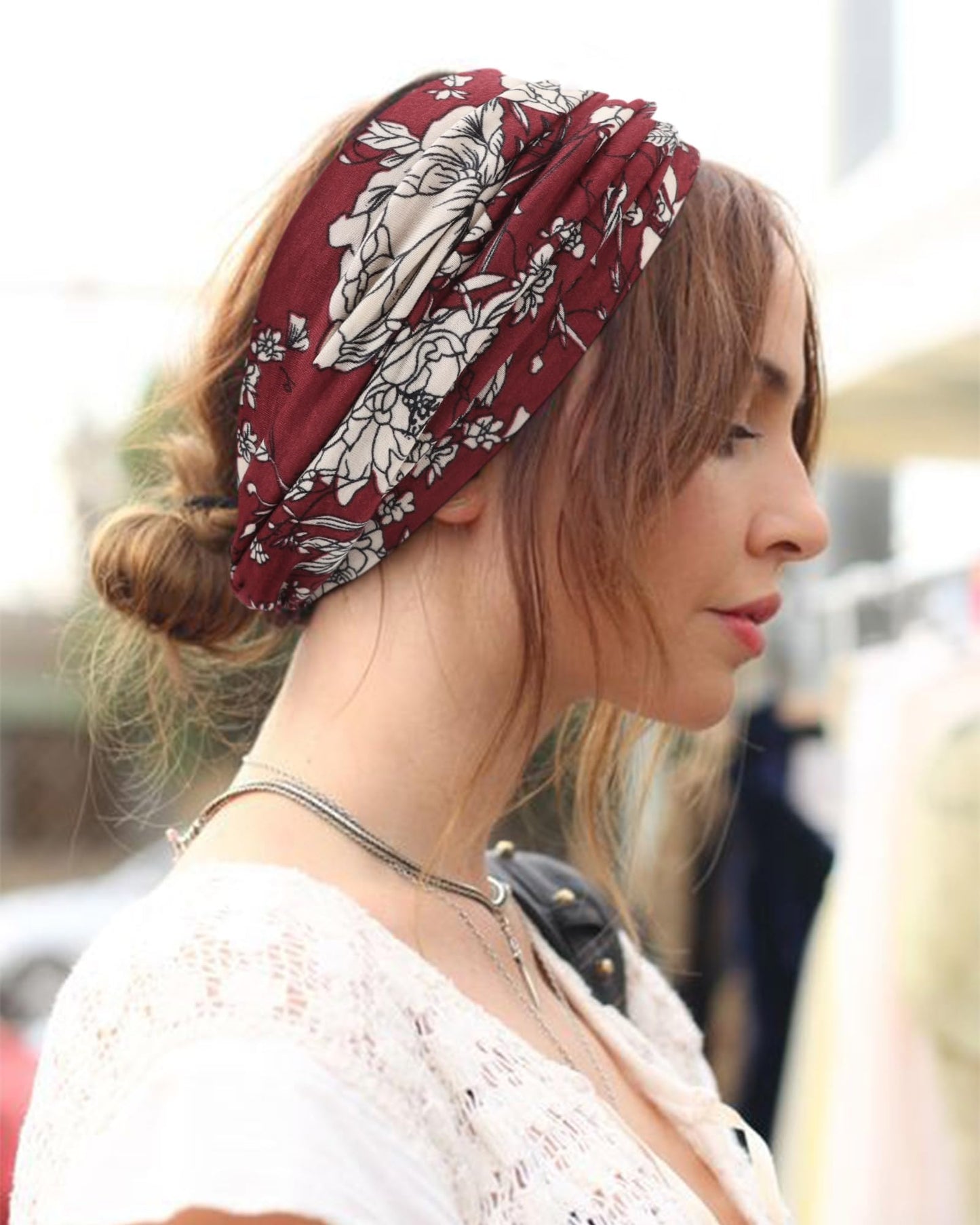 AQOKKA Extra Wide Headbands for Women Large Turban Headband Non Slip Boho Elastic Hairband Hair Twisted Knot Head Bands