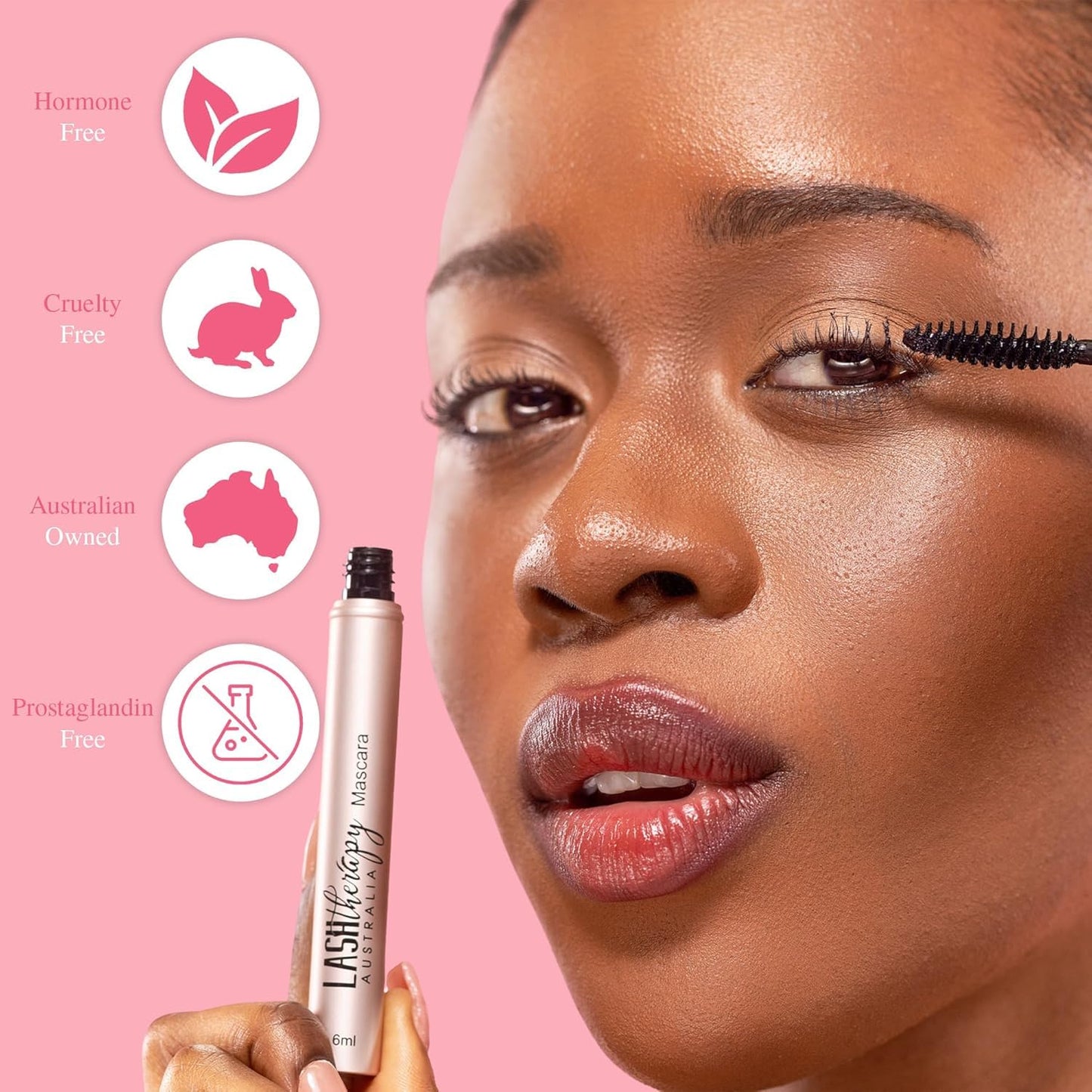 Lash Therapy Australia Growth Serum Infused Mascara, Smudge Proof & Waterproof, Natural For Sensitive Eyes, Volume & Length (Black) 6ml