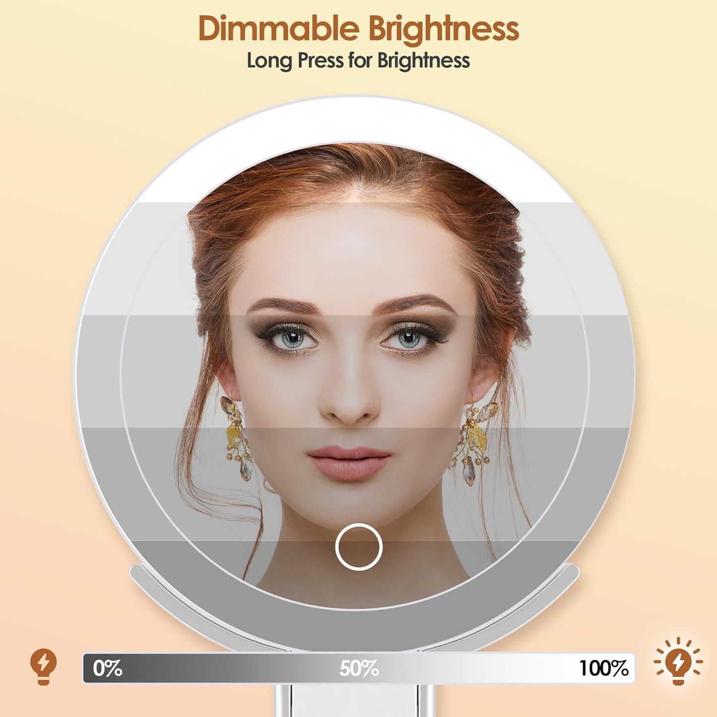 MIYADIVA Magnifying Makeup Mirror with Light - 30X/1X Double-Sided, Dimmable Touch Screen, Adjustable & Foldable | White