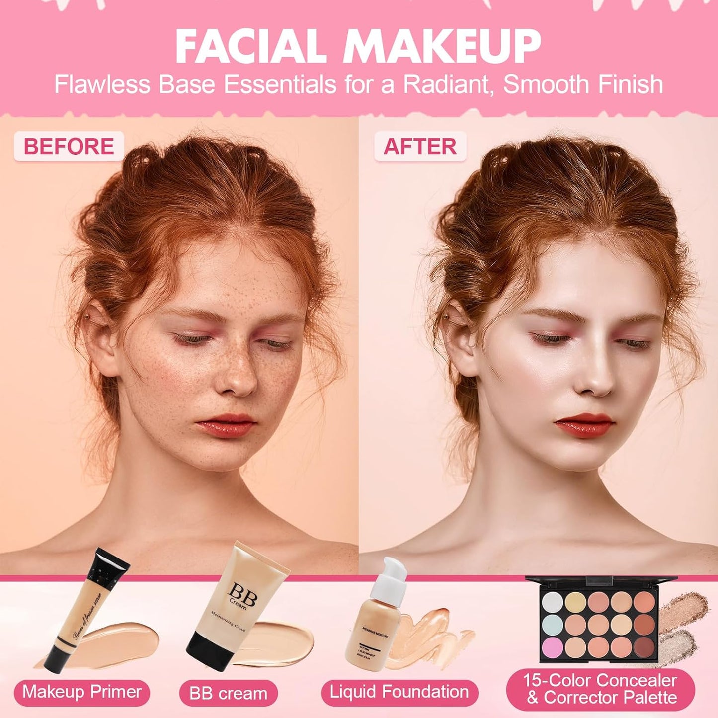 Makeup Kit for Teens | Essential Gift Set with Foundation, Eyeshadow, Lipstick & Brushes - Perfect for Beginners