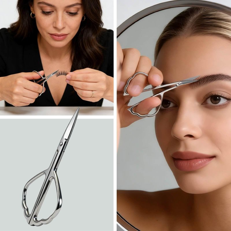 Bneajix 2PCS Stainless Steel Safety Nose Hair Trimmers, Grooming Scissors Set for Men & Women, Rounded & Pointed Tip Small Shears for Nose Ear Eyebrow Beard Trimming, Baby Nail & Travel Portable