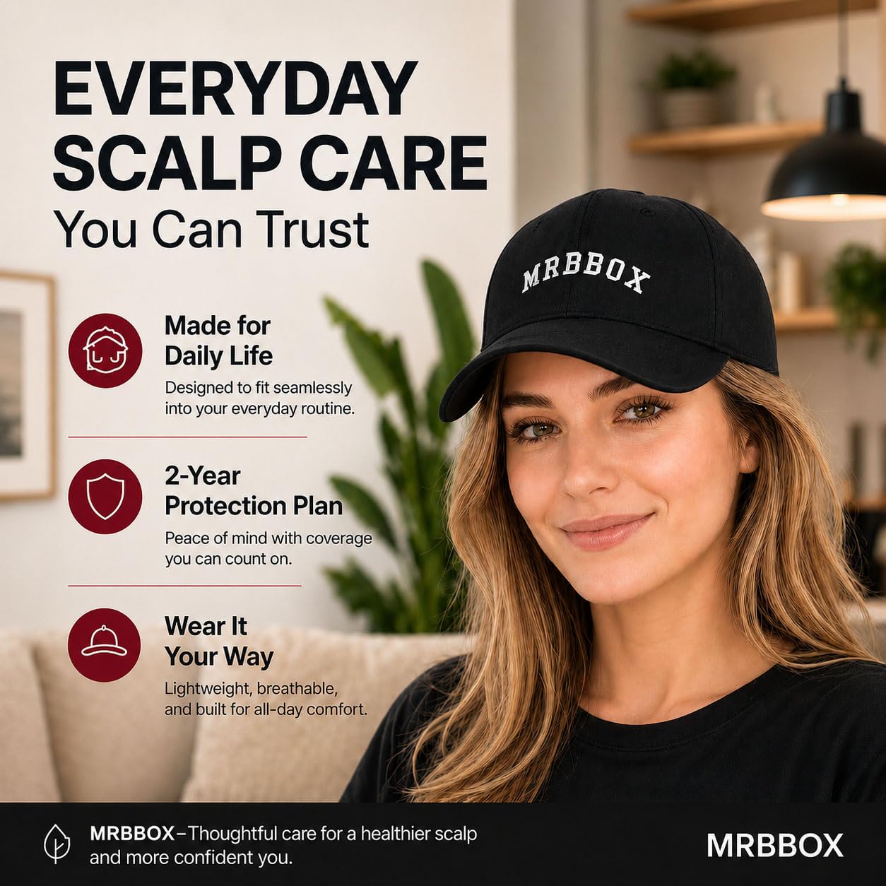 Red Light Therapy Hair Growth Cap - 528 Light Emitters for Full Scalp Coverage | Unisex Black