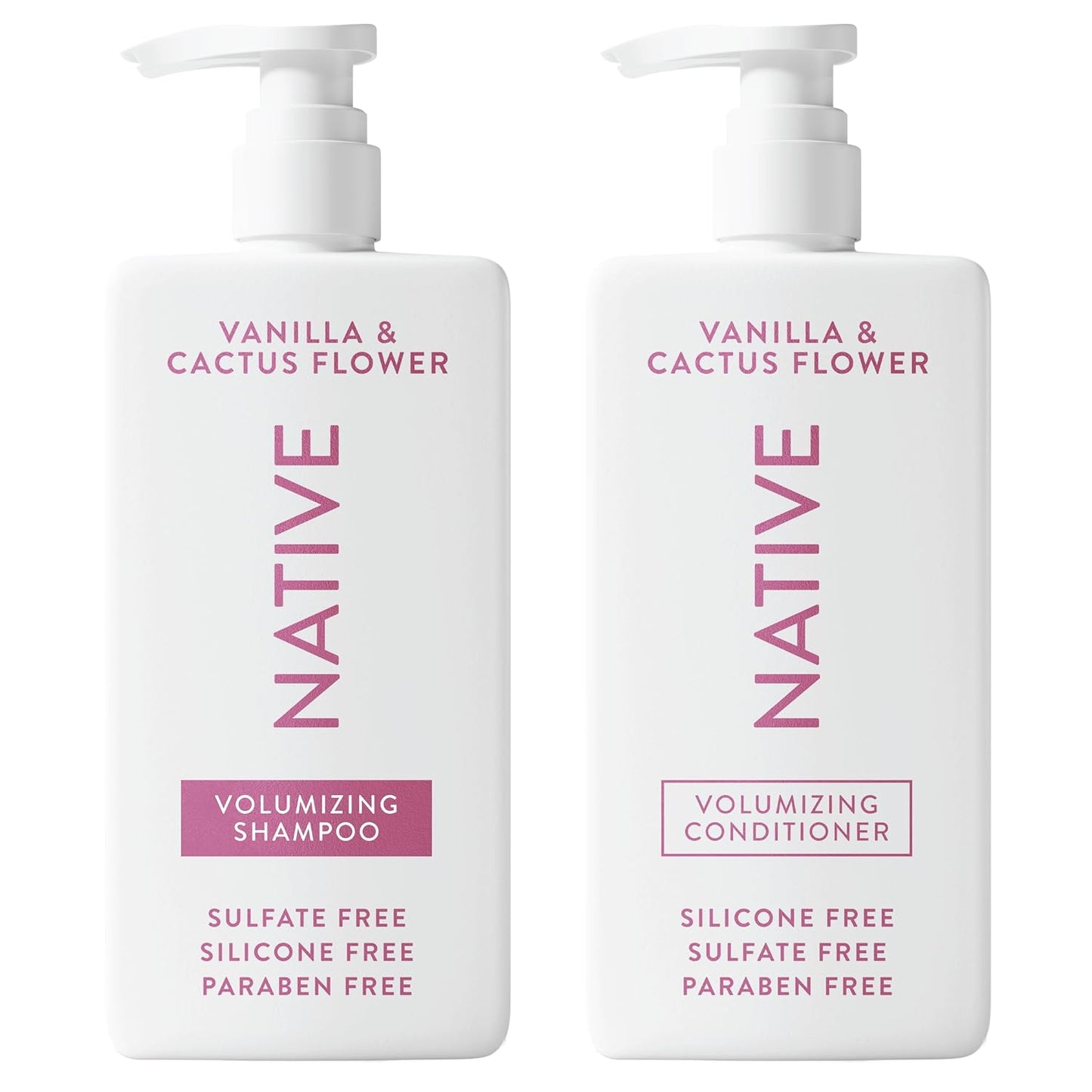 Native Vanilla & Cactus Flower Shampoo & Conditioner - Sulfate-Free, All Hair Types, 2-Pack