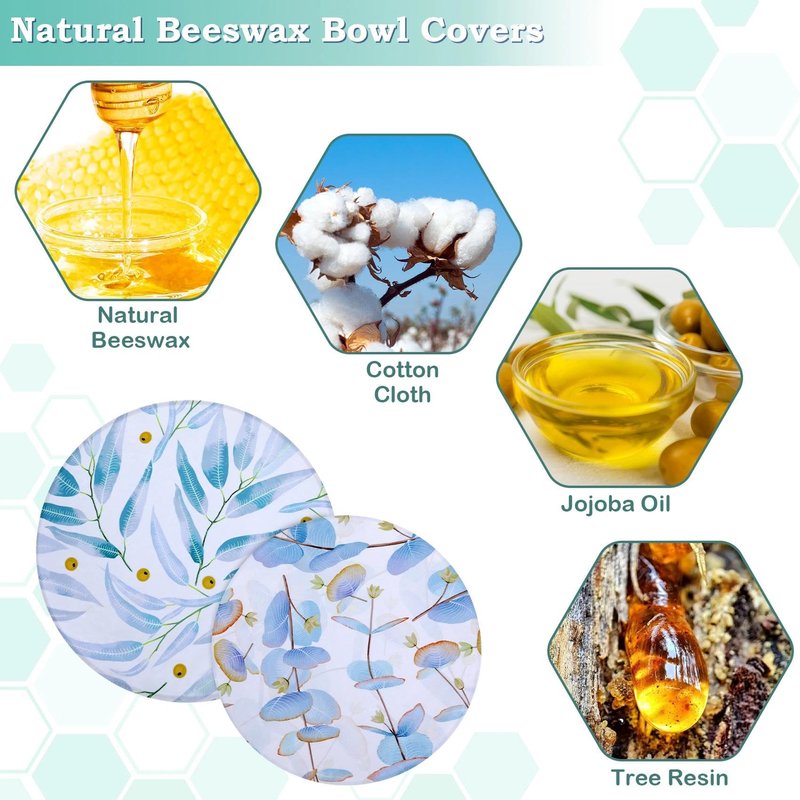 Revahope 2 Large Reusable Beeswax Bowl Covers for Bread Proofing, 10/12 Inch Elastic Beeswax Wraps Cotton Cloth Sourdough Bowl Covers for Proofing Baskets, Mixer Bowls, Food Storage Containers