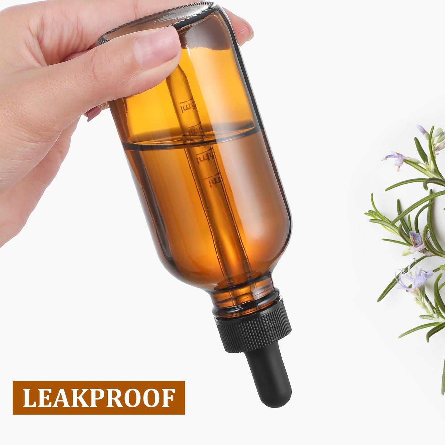 4 oz Dark Amber Glass Dropper Bottles with Measured Dropper, 4 Pack- 120ml Thick Tincture Bottle with Measurement Eye Droppers, Leakproof Essential Oils Bottle for Health, Personal Care & Beauty
