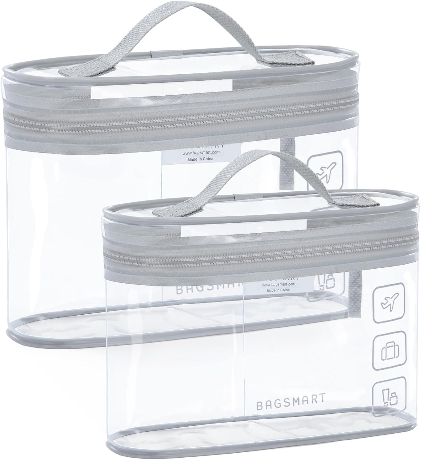 BAGSMART TSA Approved Toiletry Bag - 2 Pack Clear Makeup Organizer | Quart Size Travel Essentials, Black
