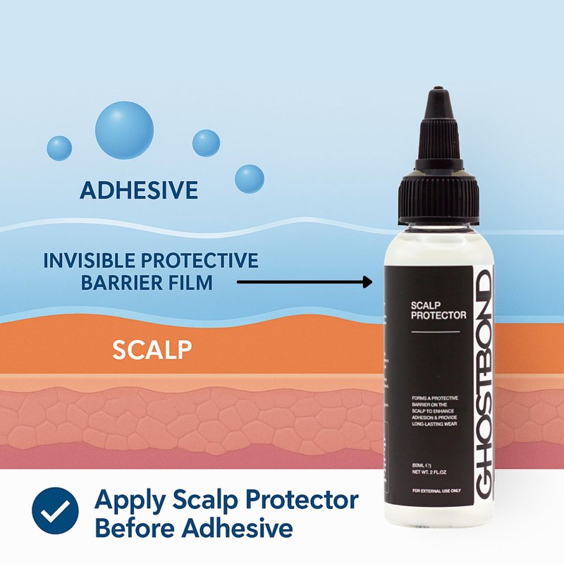 GHOSTBOND Scalp Protector - Sensitive Skin Barrier & Sweat Shield for Lace Front Wigs, Toupees & Hair Systems, Aloe Vera Infused Prep for Wig Adhesive - Protects Scalp & Extends Hold - 2 fl oz