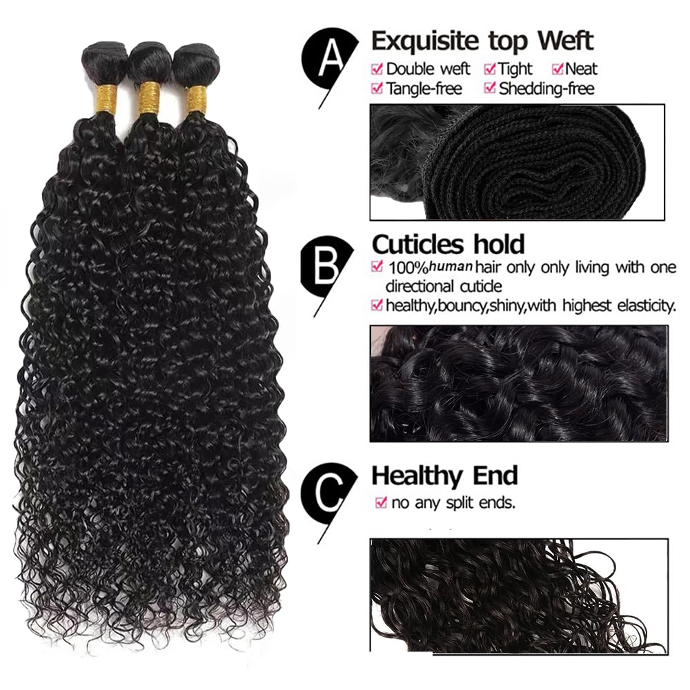 Human Hair Bundles Curly Bundles 14 16 18 Inch Unprocessed Virgin Mixed Length Natural Black Color Bundle Hair Extensions