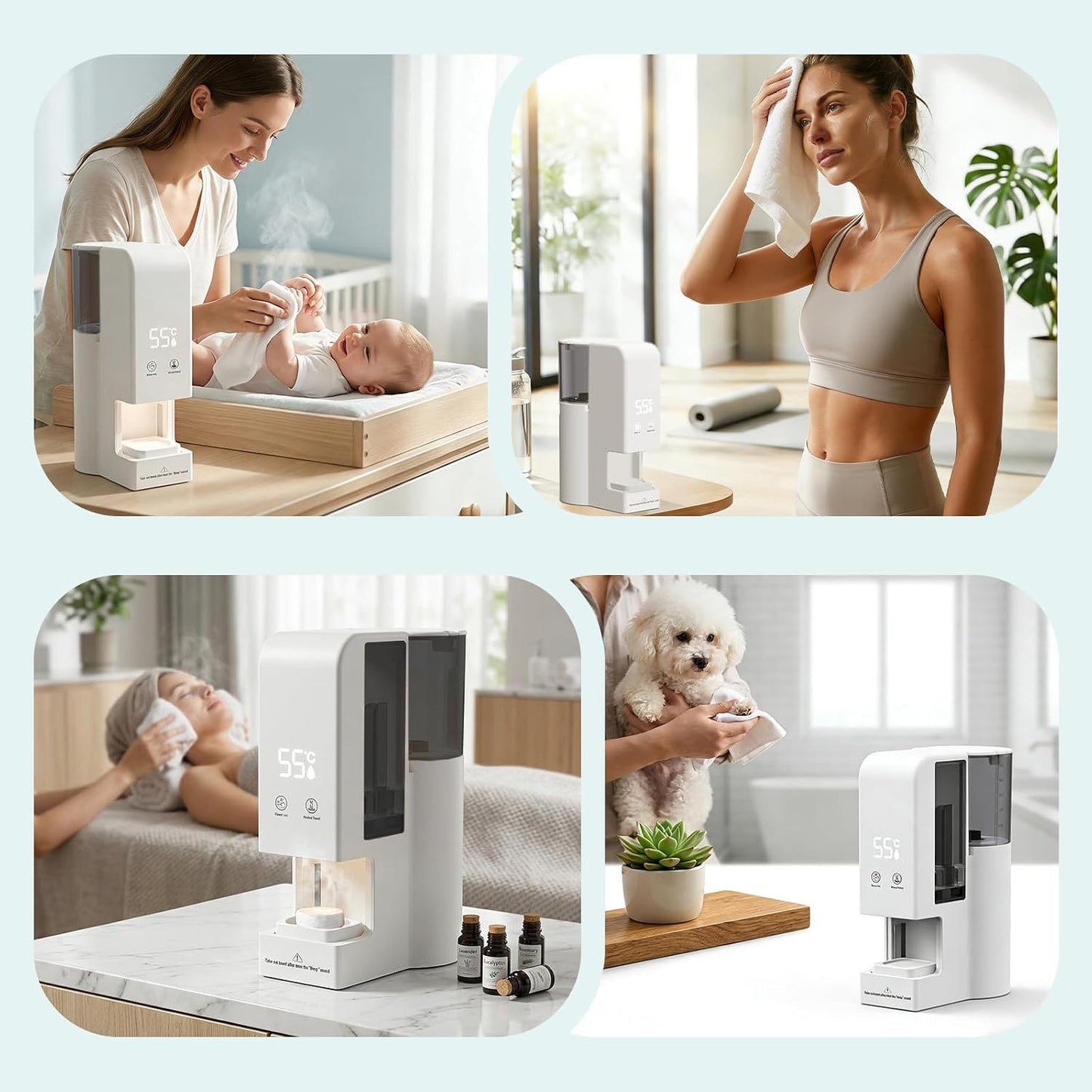 Face Towel Heater Machine - 5-Second Fast Automatic Warmer | 55℃ for Home Spa & Facial Treatments (Includes 80 Towels)