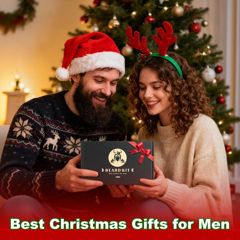 Beard Kit Gifts for Men, Father's Day Birthday Gifts for Men Dad Him, Grooming & Trimming Tool Complete Set, Beard Care Kit with 2 Beard Growth Oil/Balm/Brush/Comb/Shaving Soap/Cup&Storage Bag