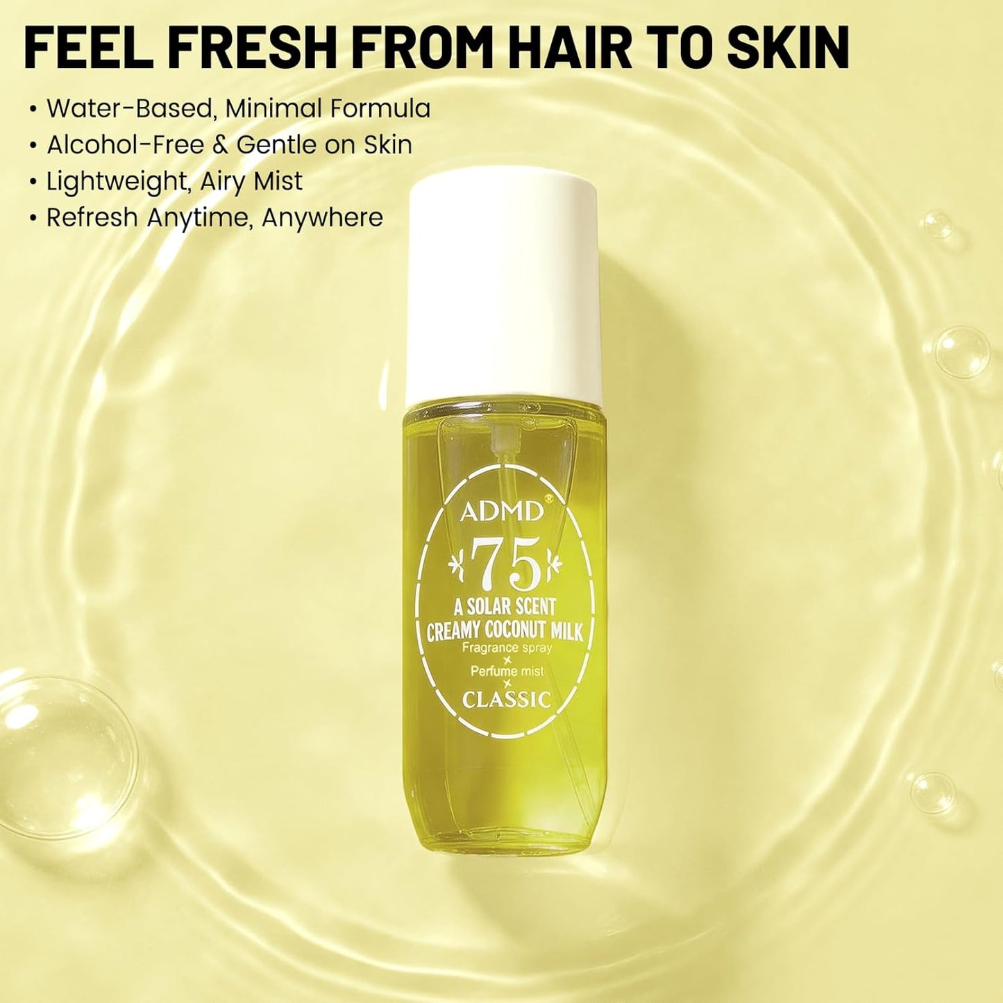 Coconut Vanilla Body & Hair Mist | Alcohol-Free Tropical Floral Spray | Lightweight Vegan Perfume - 3 oz
