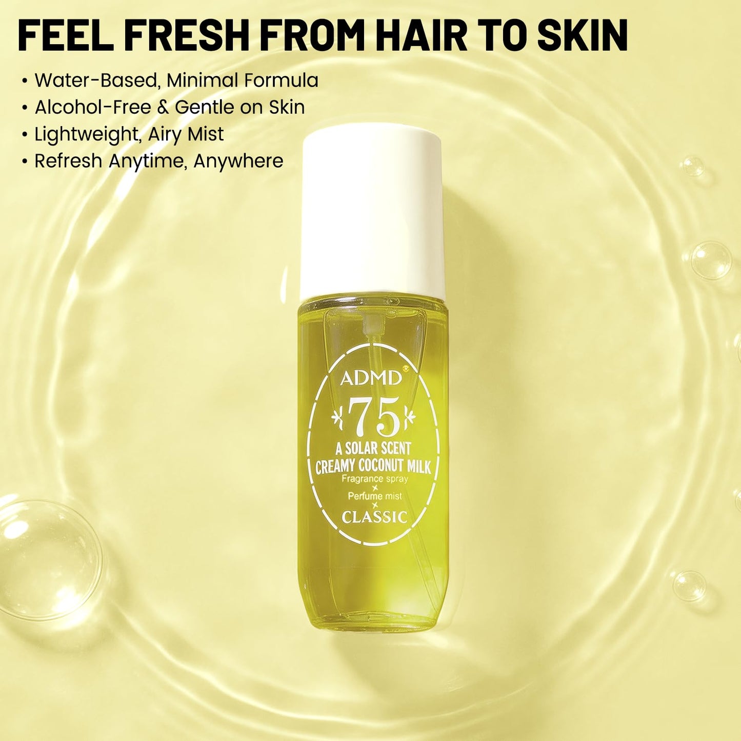 Seaboll Body & Hair Mist for Women & Girls | Alcohol-Free Coconut Vanilla Fragrance Perfume Mist | Soft Tropical Floral Beach Scent, Lightweight Vegan Water-Based Body Spray, Gift for Teens - 3 oz