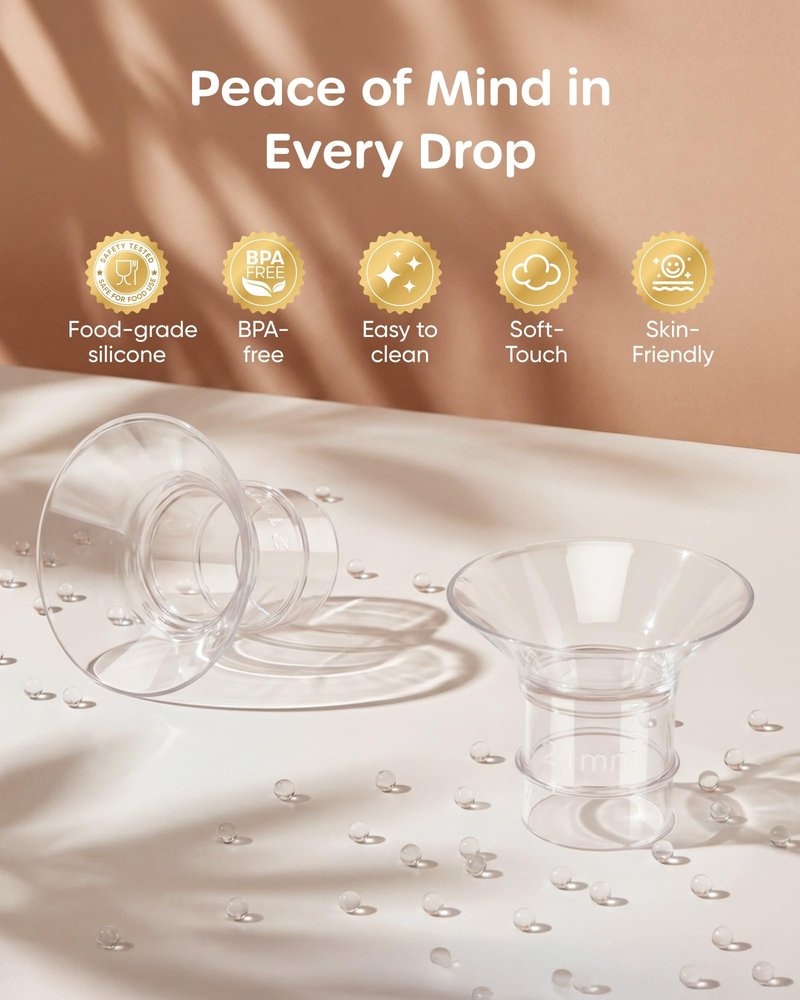 Nuliie 3-in-1 Flange Sizing Kit 13/15/17/19/21mm for 24mm Electric Double Breast Pump Flange/Shield, 10PCS Silicone Flange Inserts to Boost Pumping Efficiency & Comfort, BPA-Free Essential for Moms
