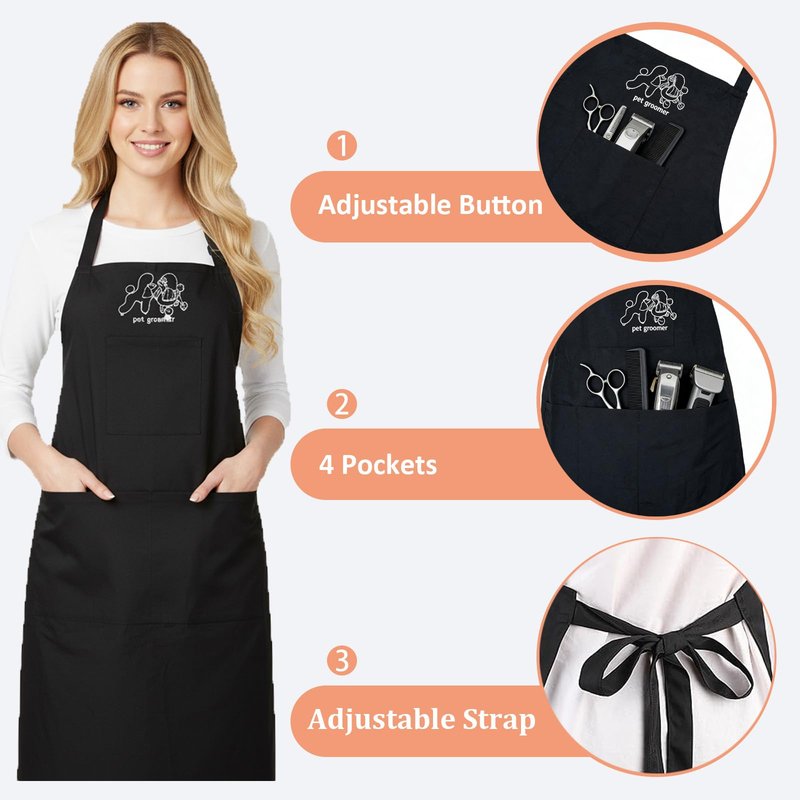 Gliitatu Dog Grooming Apron Smock Waterproof Apron for Dog Groomer Hair Resistant Barber Apron for Salon (1 Pack)