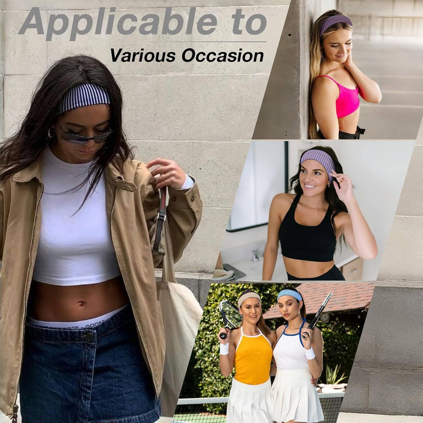 4 Pcs Striped Headbands for Women - Workout & Yoga Hair Bands | Stylish Hair Accessories