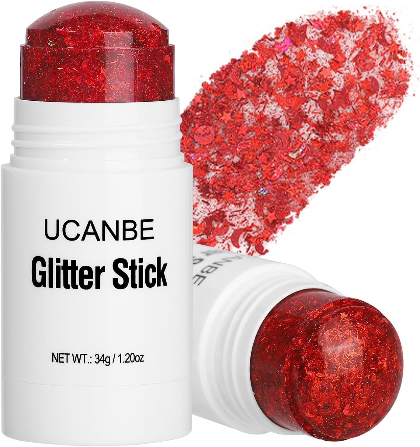 Body Glitter Stick - Red White Blue Face & Hair Makeup for Festivals | 1.2 oz Chunky Glitter