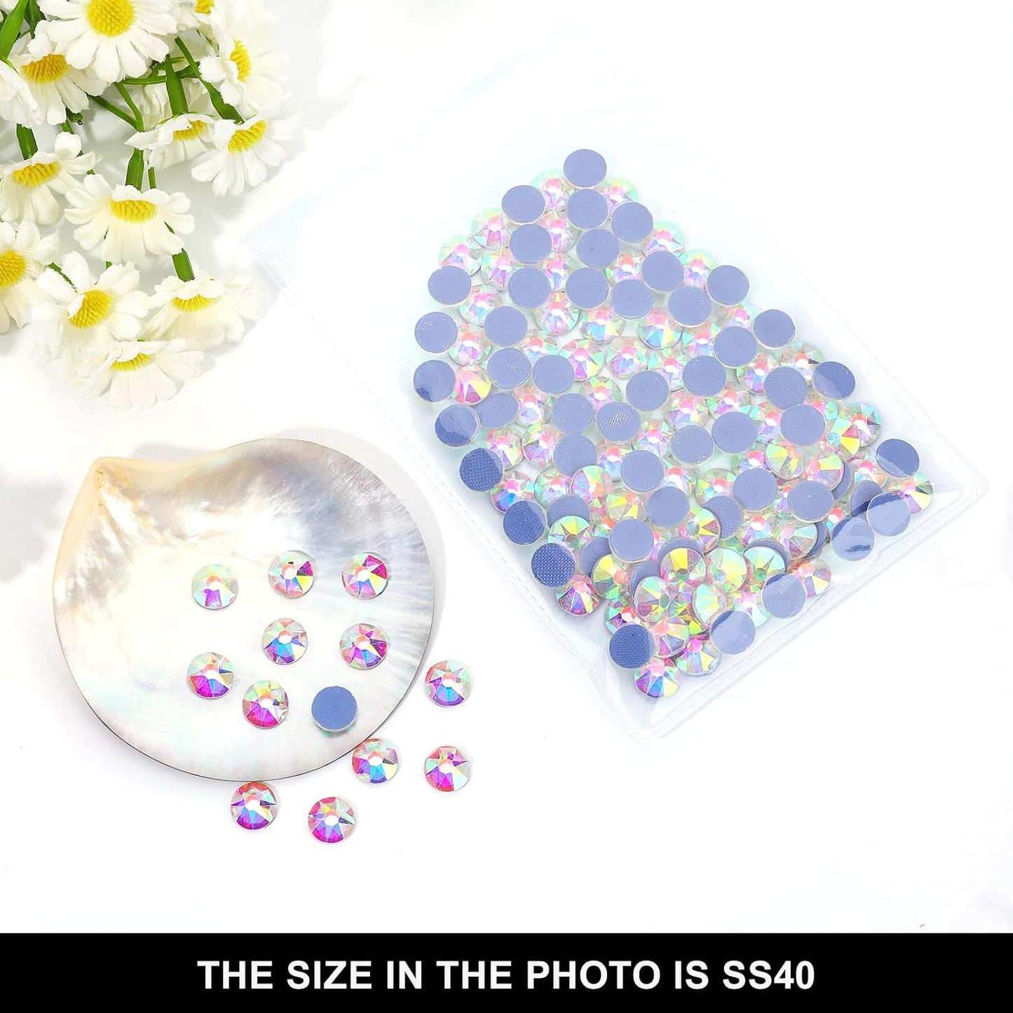 Hotfix Rhinestones - 144pcs Crystal AB Round Iron-On Gems for Fabric Crafting | SS40 (8.3-8.6mm)