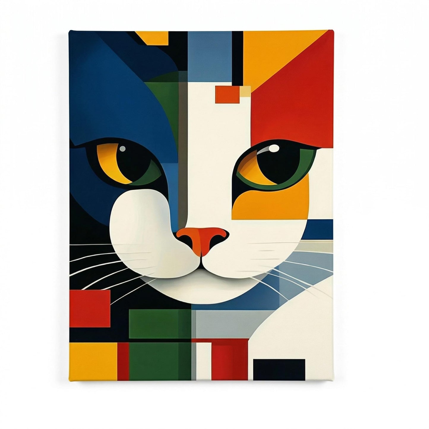 Cat Decor, 15x20 Modern Geometric Abstract Gifts For Women Unframed Canvas Painting, Aesthetic Vibrant Cat Wall Art Minimalist Room Decor For Bedroom Living Room Home Office