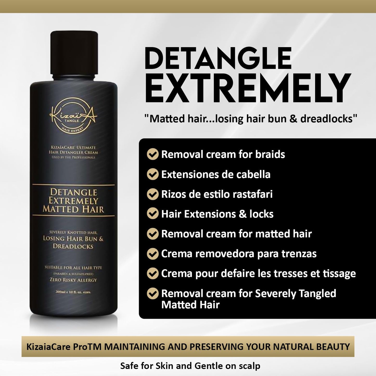 KizaiaCare Ultimate Matted Hair Detangler - Painless Solution for Tangled & Knotted Hair | Suitable for Adults & Children