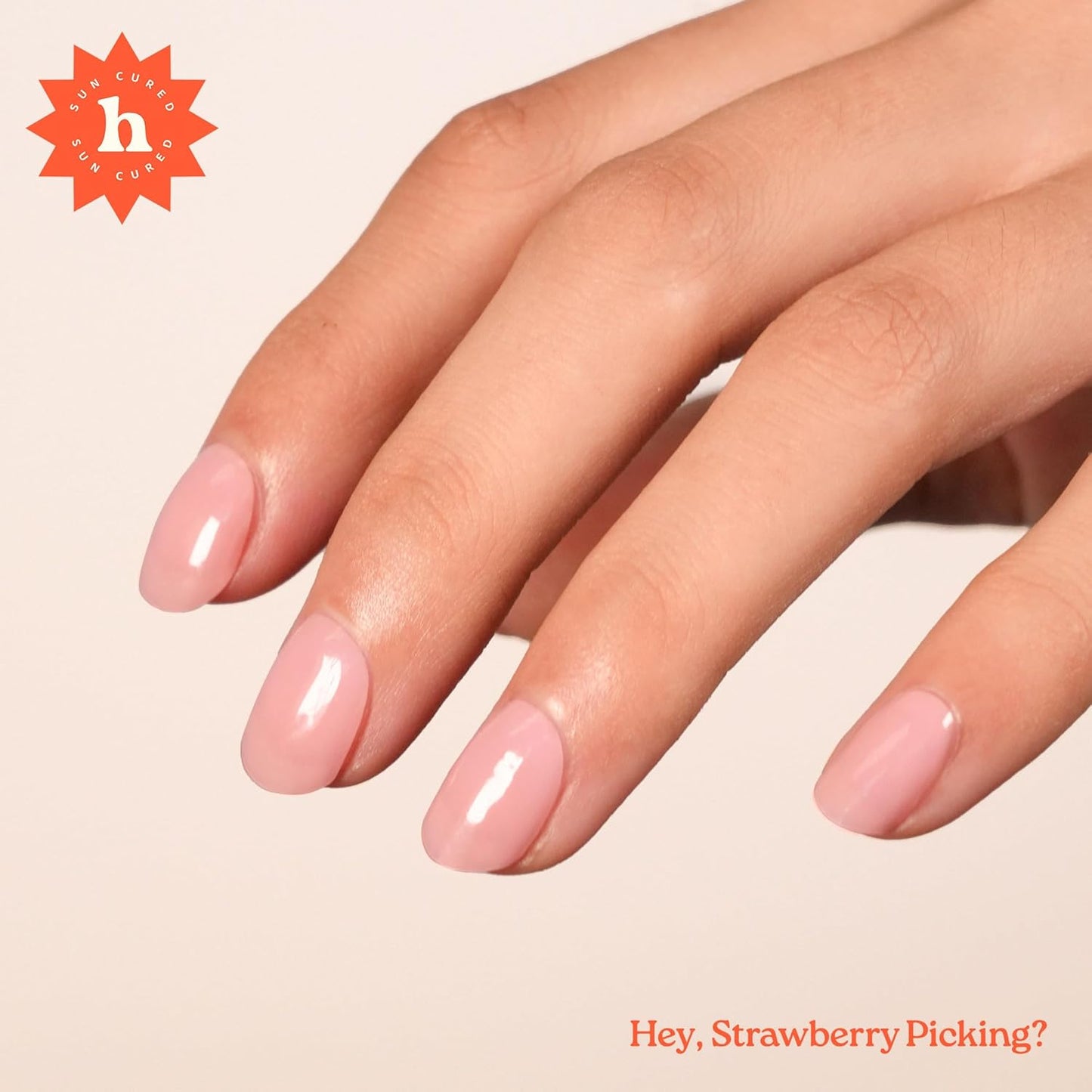 Heyhae Semi Cured Gel Nail Strips - Easy Apply Solid Pink Spring Design | 28 Strips, Prep Pads & Nail File Included