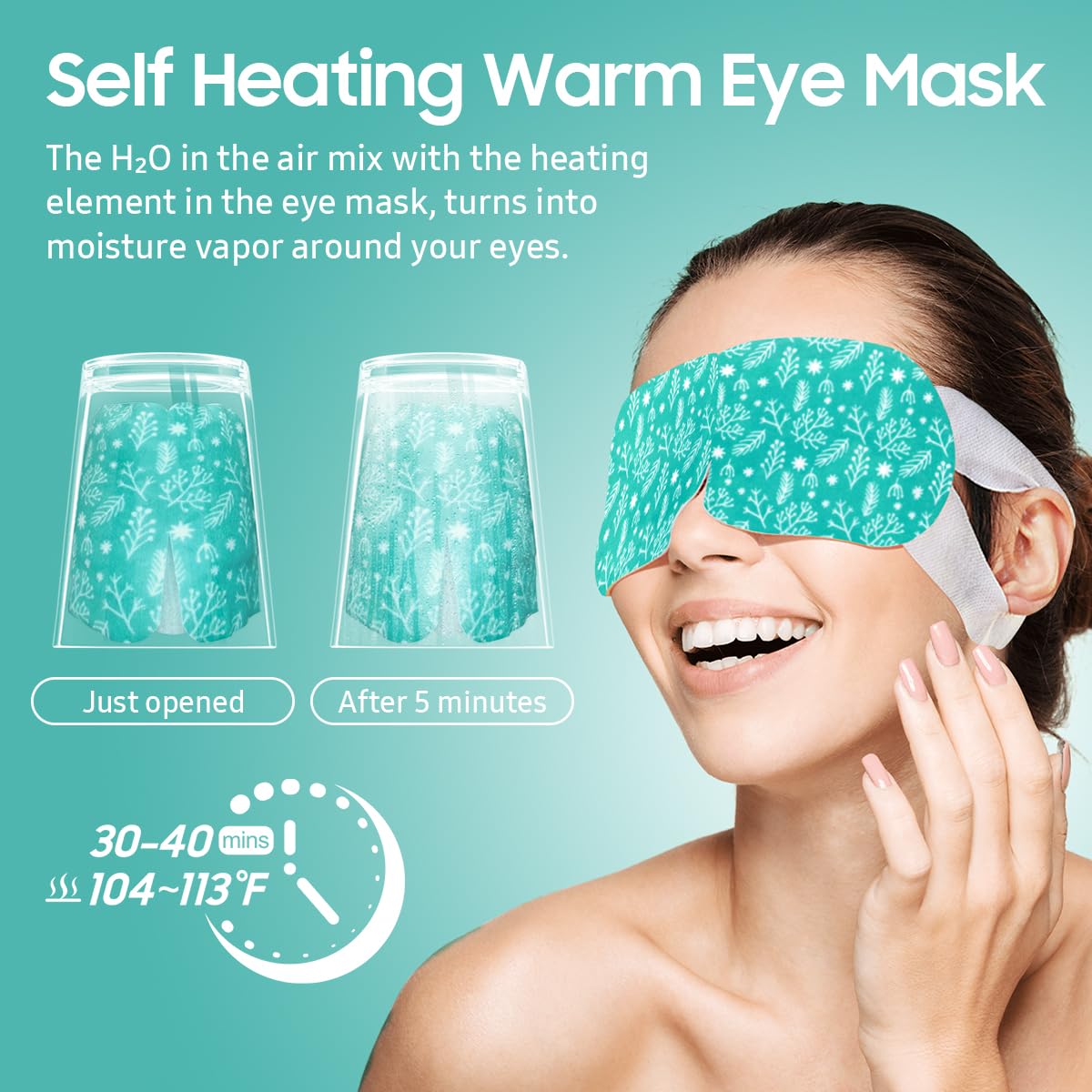 BeHoomi Heated Steam Eye Masks - 30 Packs of Disposable Warm Compresses for Relaxation | Unscented