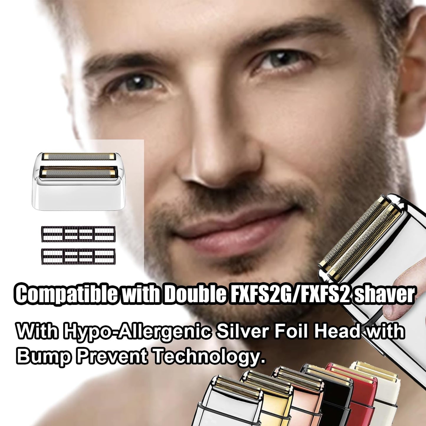 2 Pack Shaver Replacement Foil and Cutters compatible with BaBylissPRO Double FXFS2 Metal shaver foil replacement (Sliver-2PCS)