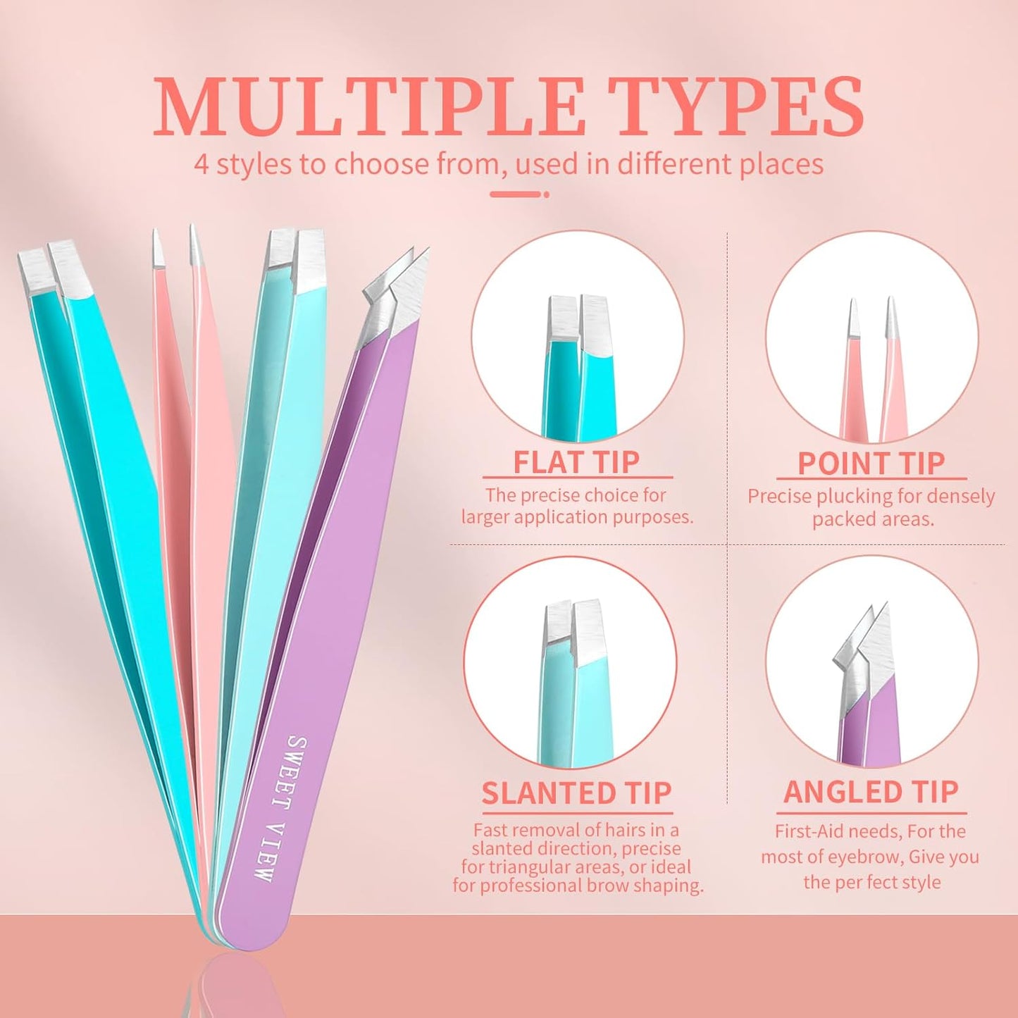 7-Piece Eyebrow Tweezers Kit - Precision Plucker Set with Scissors, Razor & Spoolie for Facial Hair Removal | Ideal for Brows, Chin & Ingrown Hair