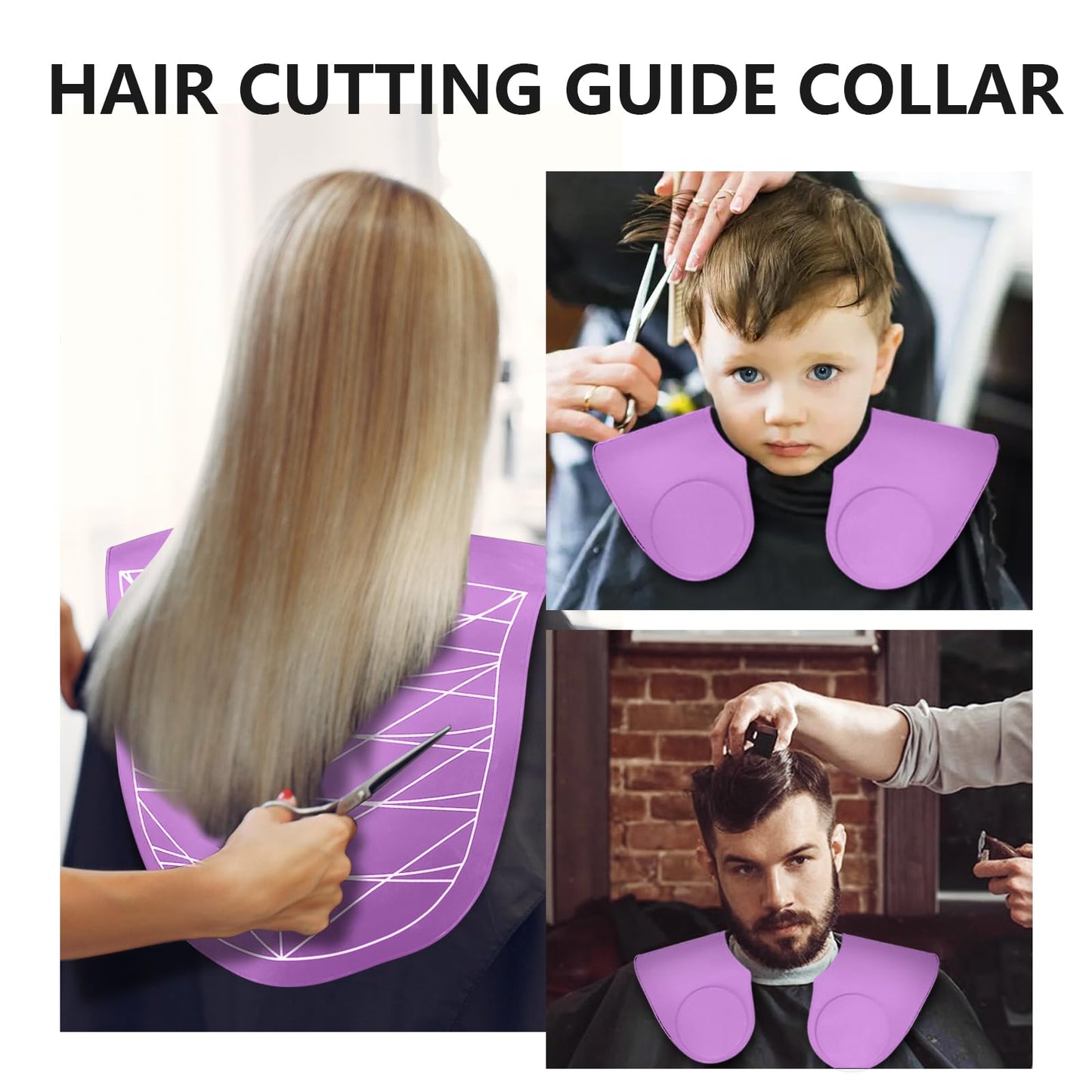 Hair Cutting Guide Collar Silicone Waterproof Hair Cutting Cape Salon Hairdressing Neck Guard Professional Stylist Hair Cutting Mat with Guidelines for Salon Hair Coloring (Purple)