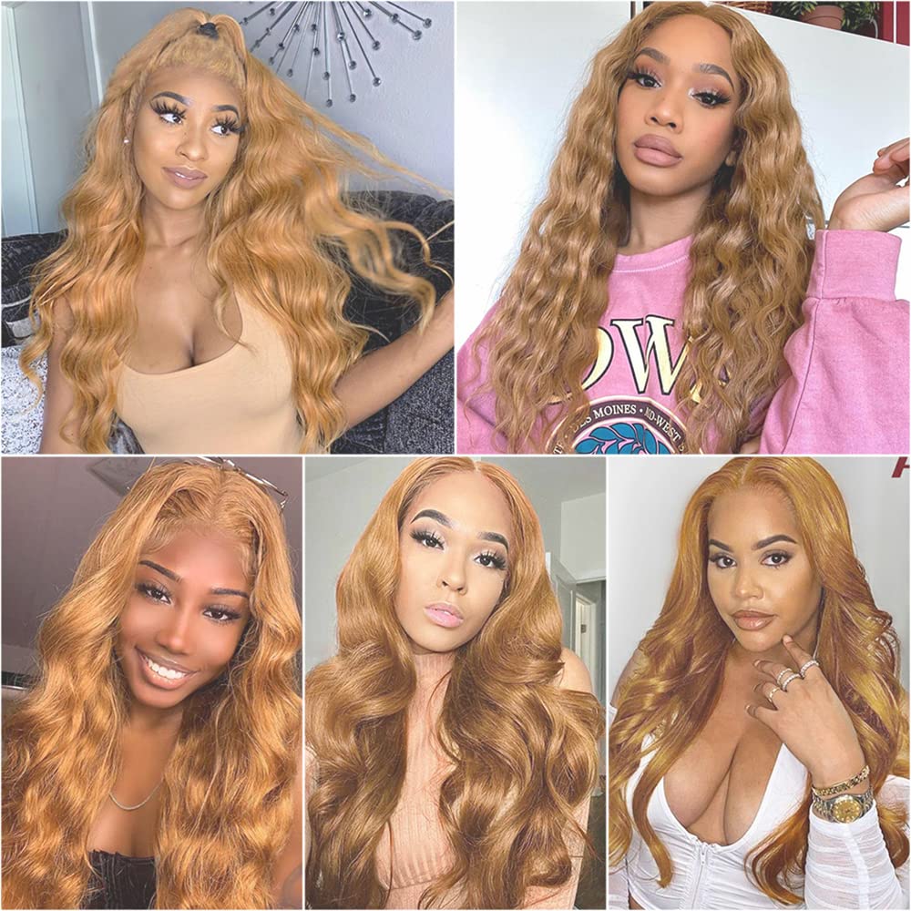Honey Blonde Bundles Human Hair 27 Body Wave Bundles 28 inch 1 Bundle 55g Double Weft Soft Real 27 Blonde Bundle Human Hair Extensions