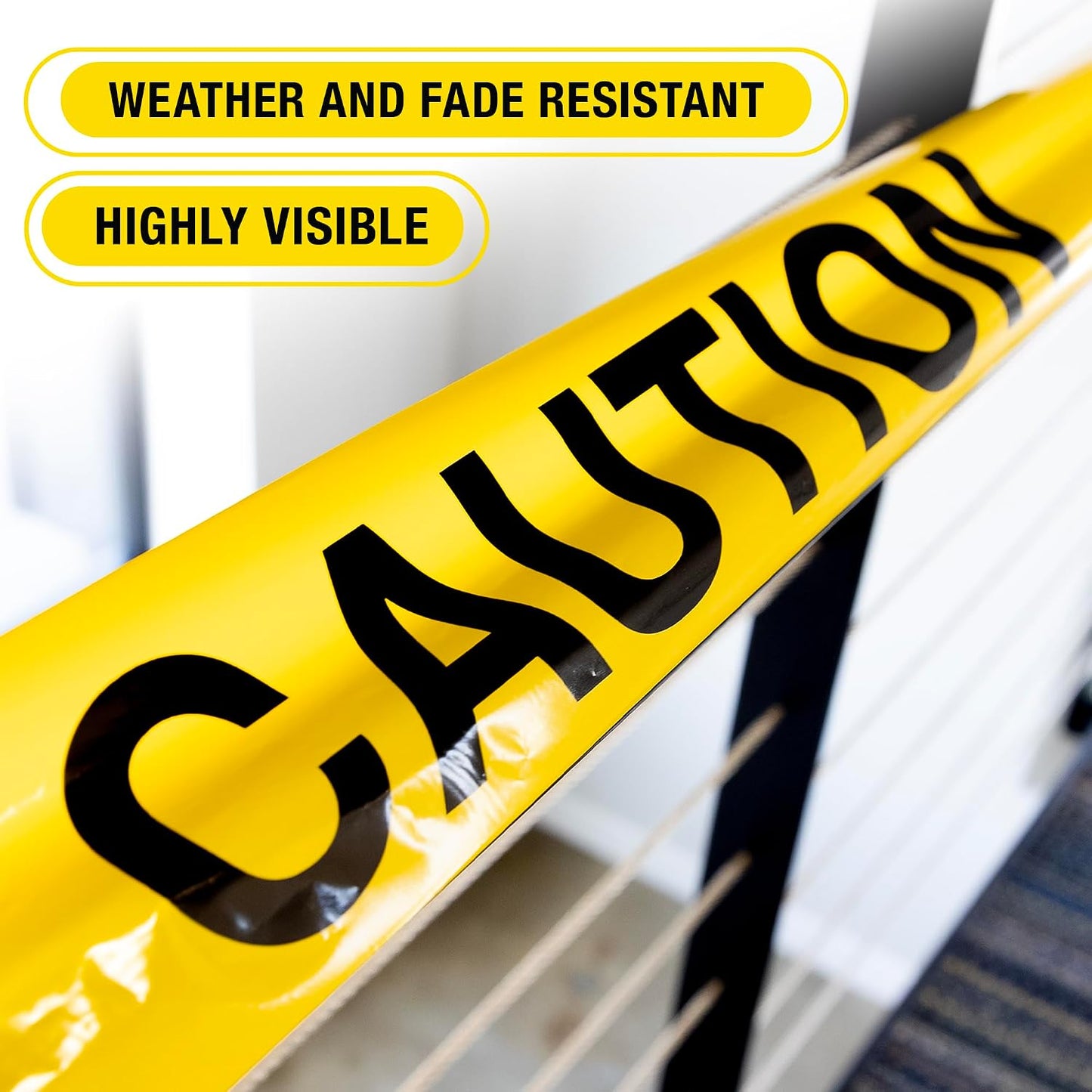 BAZIC Yellow Caution Barricade Tape - High-Visibility 3 in x 100 ft Hazard Warning