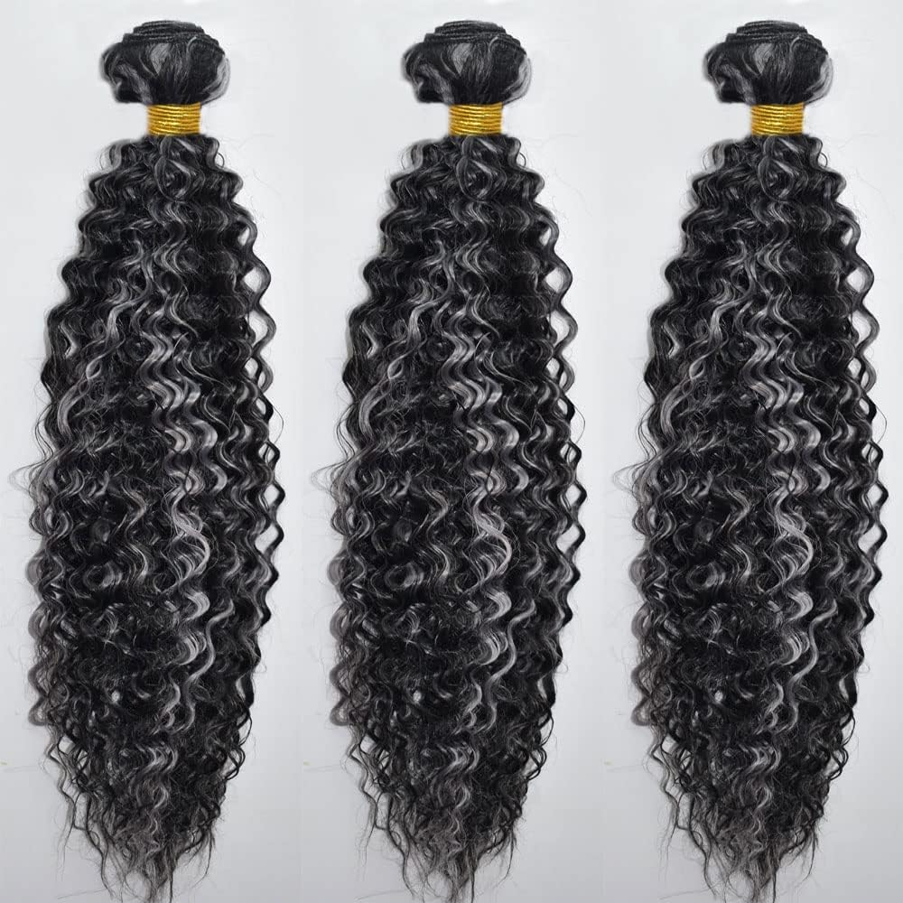 24 26 28 Inch P4/Grey Highlight Bundles Human Hair Deep Wave 3 Bundles 100 Grams/Bundle 10A Grade Unprocessed Brazilian Virgin Hairs Grey Bundles Weaves Hair Extensions For Women