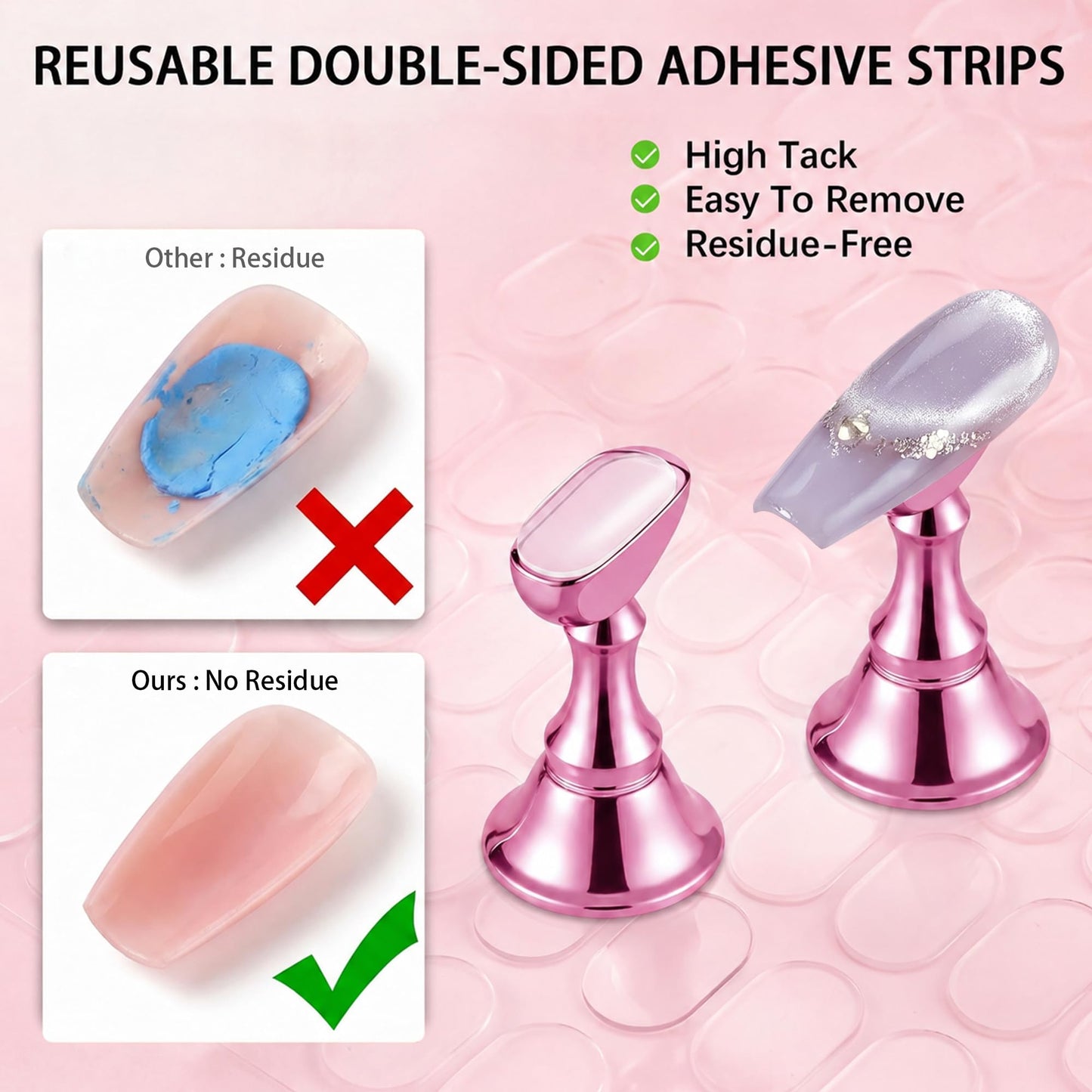Nail Stand for Press Ons, Nail Holder for Painting Nails, Nail Stands for Nail Art, Magnetic Fake Nail Holder with Double-sided Tape for Home Salon DIY Display Practice