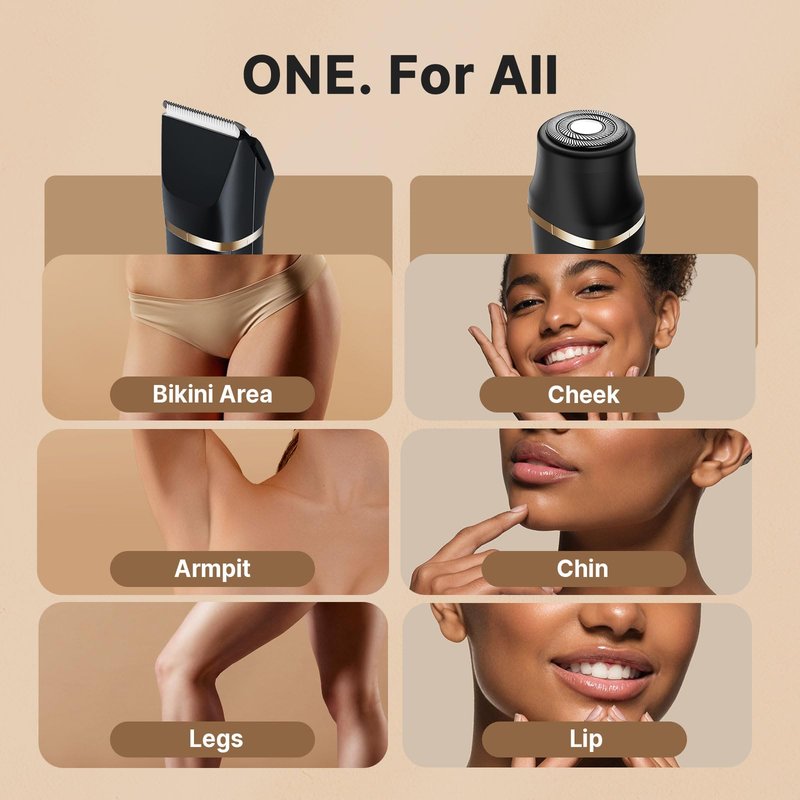 Bikini Trimmer for Women Painless, IPX7 Waterproof Rechargeable Electric Shaver Razors for Women, Pubic Hair Trimmer, Facial Hair Removal Cordless Ceramic Blade, Charge Dock, Gifts