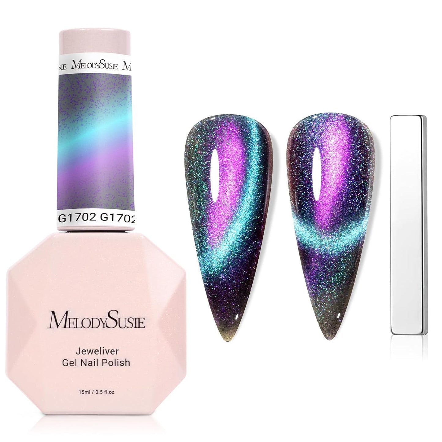 MelodySusie Cat Eye Gel Nail Polish - Burgundy Red Glitter Holographic | 0.5 Fl Oz UV Nail Art
