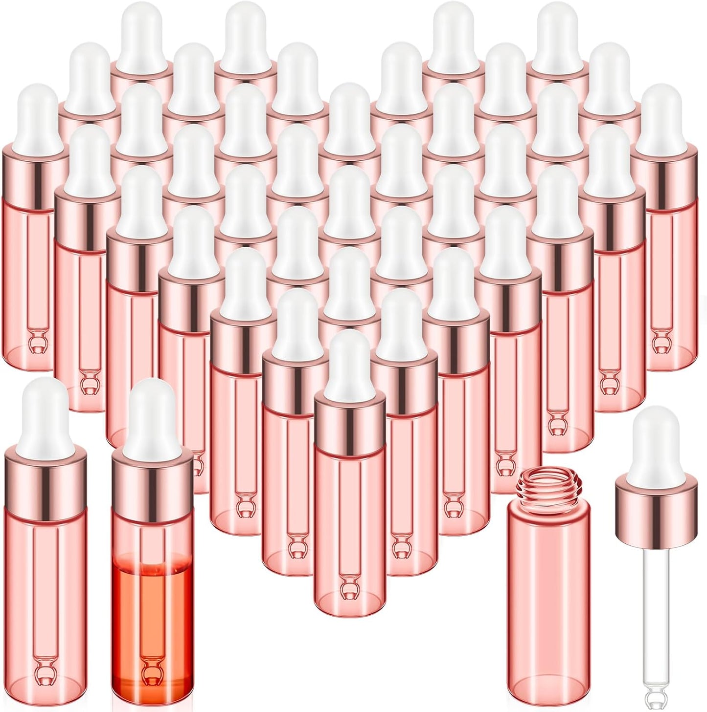 Mini Glass Oil Dropper Bottles - 100 Pcs 1 ml Clear Essential Sample Containers | Travel-Friendly Perfume Vials with Caps