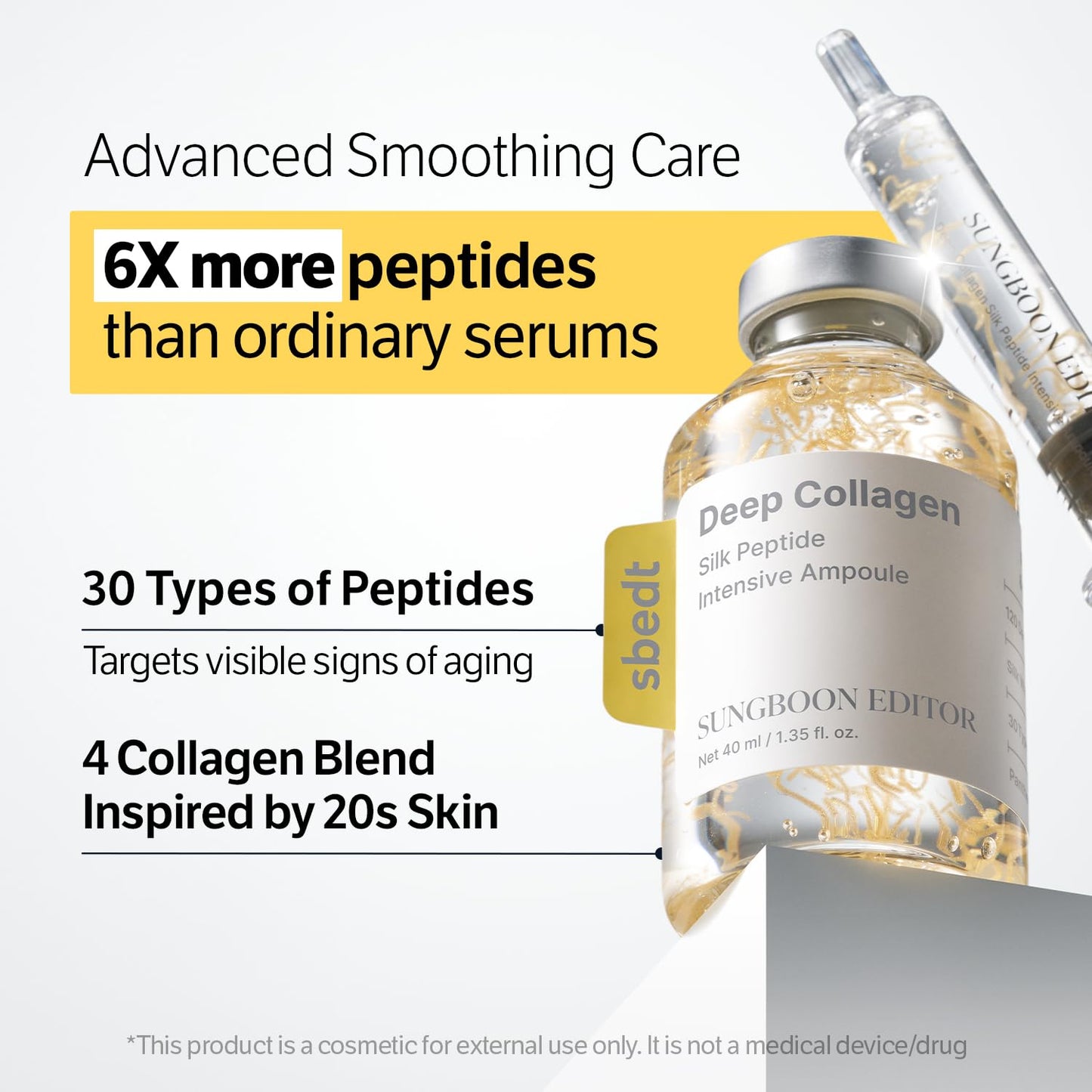 Glow Intensive Silk Peptide Ampoule - Copper Peptides Serum for Hydration & Smooth Skin | 1.35 fl oz