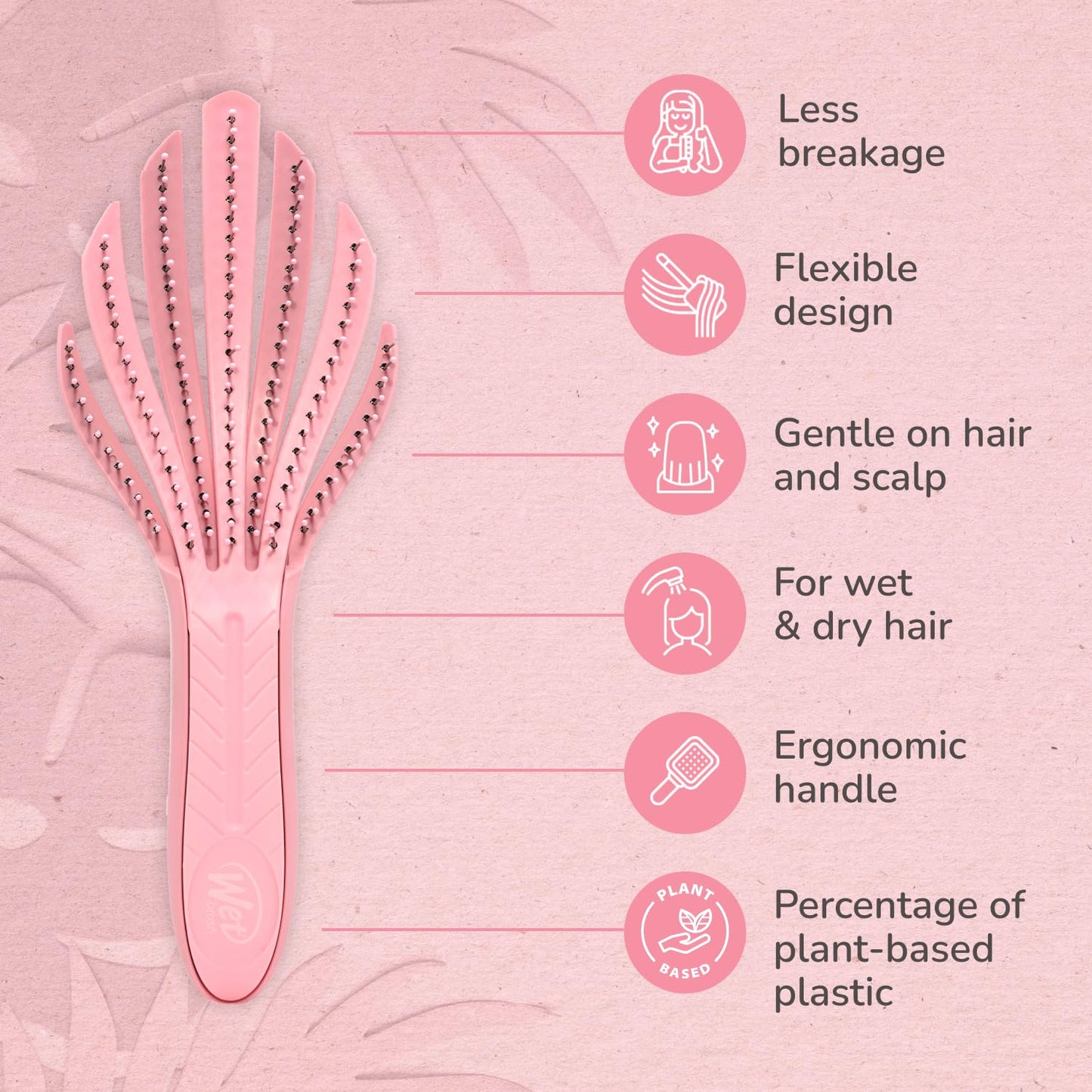 Wet Brush Go Green Curl Detangler Hair Brush - Pale Pink Ultra-Soft IntelliFlex Detangling Bristles Glide Through Tangles with Ease - Great For Curly Hair-No Split Ends & Pain-Free for Wet or Dry Hair