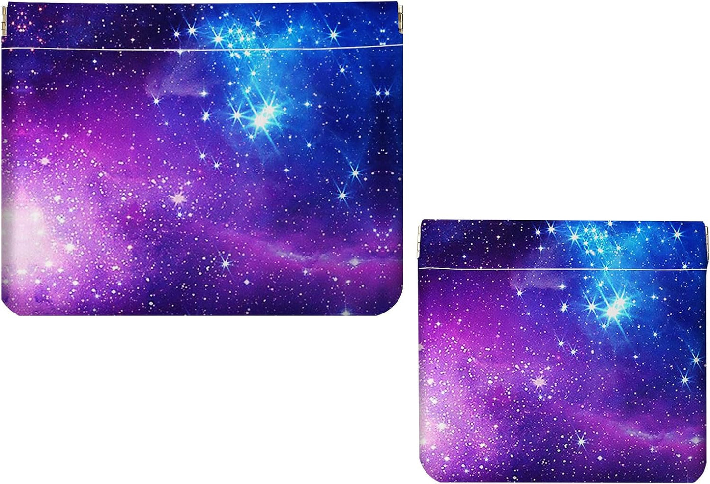 Small Makeup Bag Set - 2 PCS PU Leather Cosmetic Organizer | Portable Travel Toiletry Pouch for Women - Black Floral Design