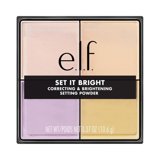 e.l.f. Brightening Loose Setting Powder Quad - Bakes, Blurs & Sets for Soft-Matte Radiance | Vegan, Medium-Tan