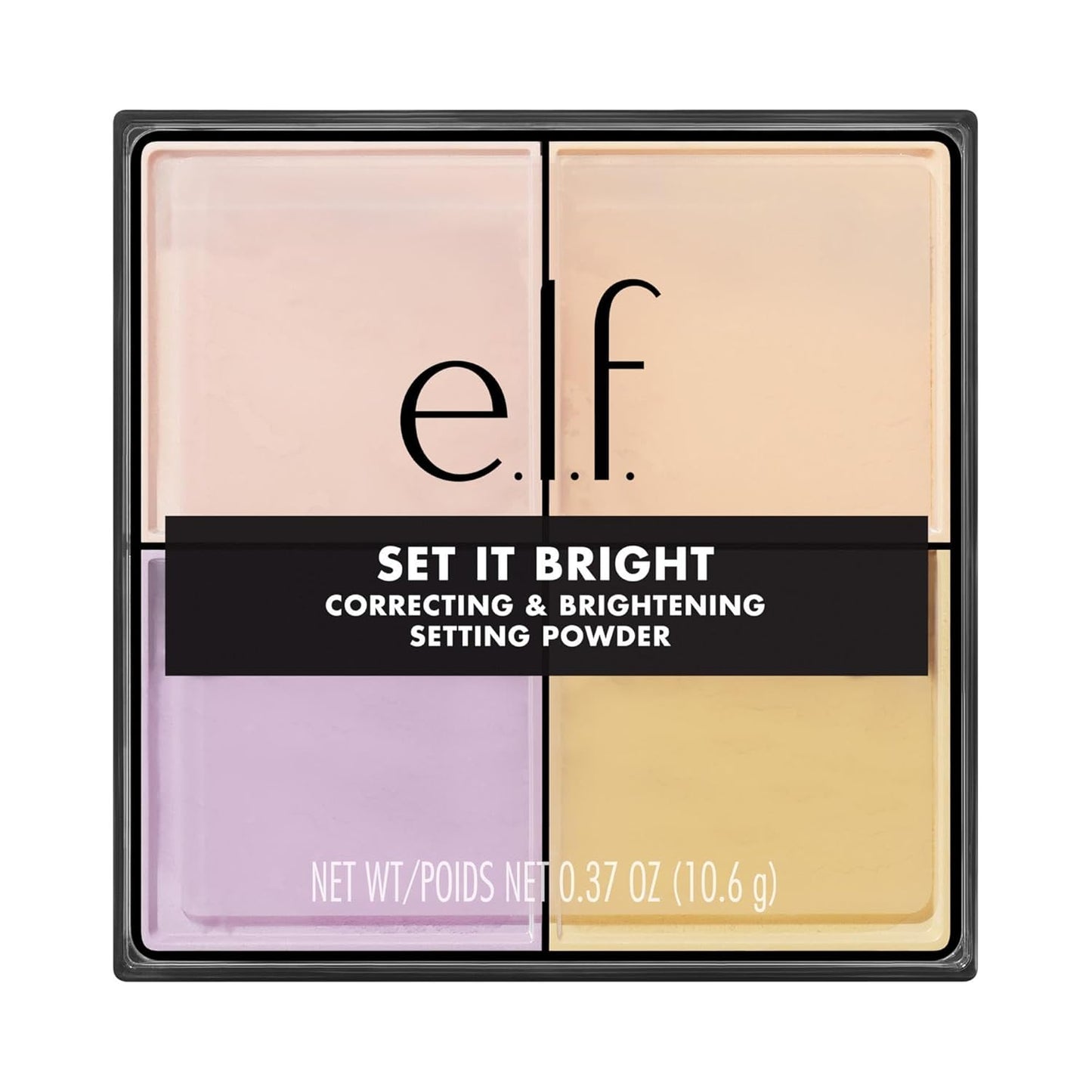 e.l.f. Set It Bright Powder Quad - Brightening Loose Setting Powder for Soft-Matte Radiance | Velvet Puff Included, Vegan, Light