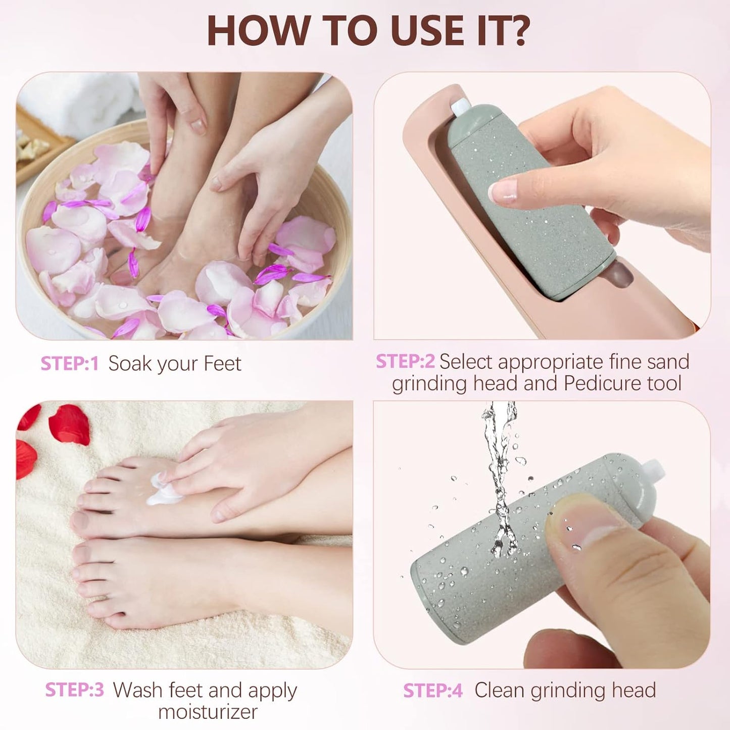 Electric Callus Remover - Rechargeable Pedicure Kit with 12 Tools | Smooth Feet & Dead Skin Care
