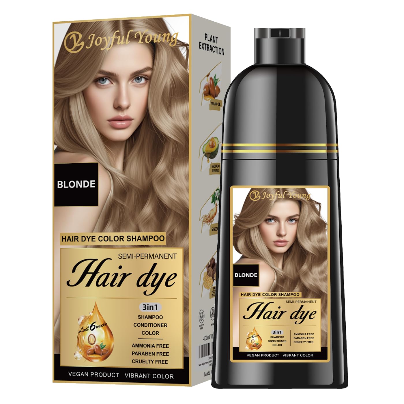 Hair Dye Shampoo 3-in-1 - Ash Blonde Semi-Permanent Gray Coverage | Vegan & Ammonia-Free