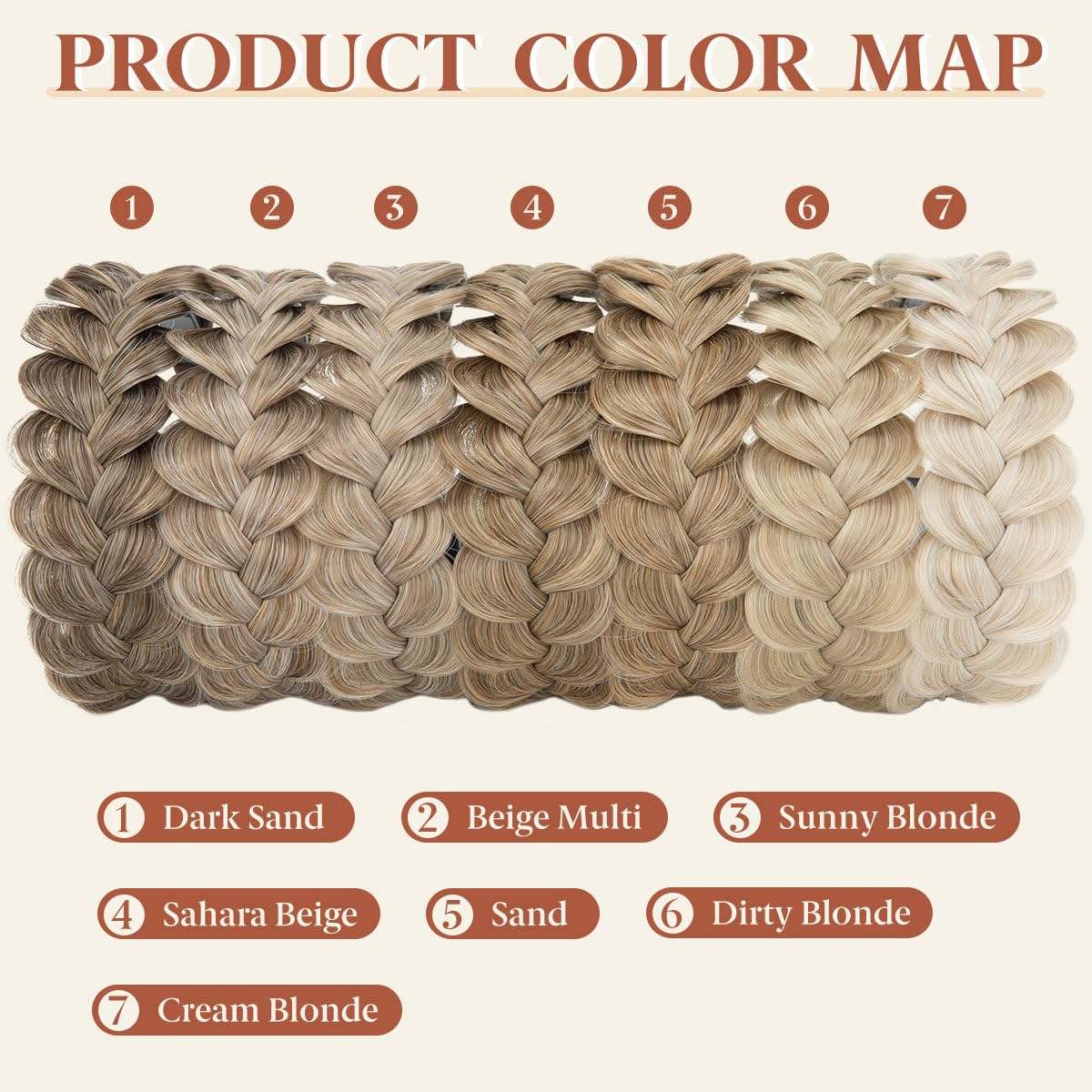 Braided Headbands for Women - Handmade Synthetic Hair Hoops with Teeth | Sand Color, 1PC