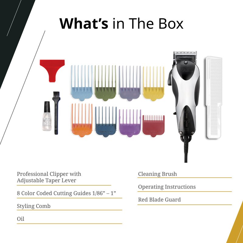 Wahl Professional Super Taper II Corded Clipper Adjustable Blade High Performance Hair Cutting Tool Silver