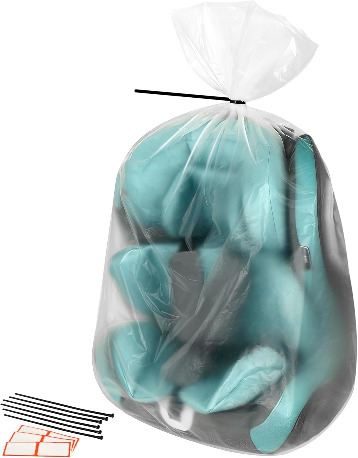 Large Clear Plastic Storage Bags - Waterproof Heavy-Duty Zip Ties | 40 x 60 Inches - Perfect for Luggage, Suitcases, Strollers & Travel Gear