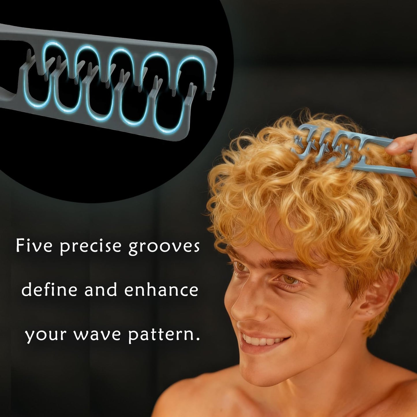 Texture Comb for Volumizing & Styling, Wide Tooth Comb for Curly Hair Men & Women, Anti-Frizz Root Lifting Styling Tool (Deep Gray)