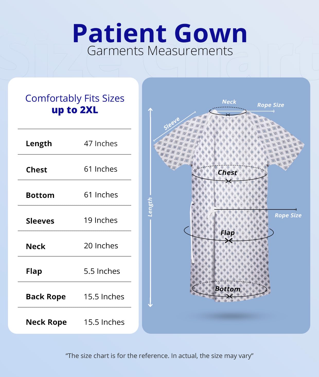 Utopia Care 4 Pack Unisex Hospital Gowns, Long Length Patient Gowns with Back Tie, Comfortably Fits Sizes up to 2XL, Pack of 4, Blue Red Diamond