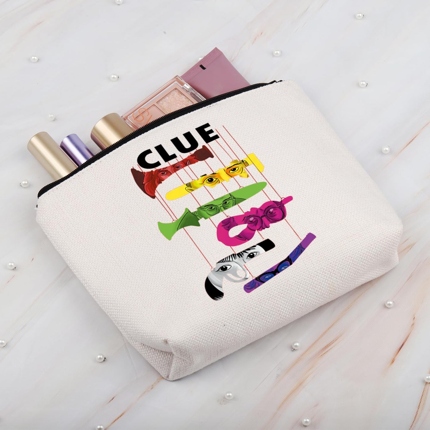 BDPWSS Horror Movie Themed Gifts Board Game Enthusiasts Gift Murder Mystery Gift crime shows Makeup Bag Weapon Gift (six clue bag)